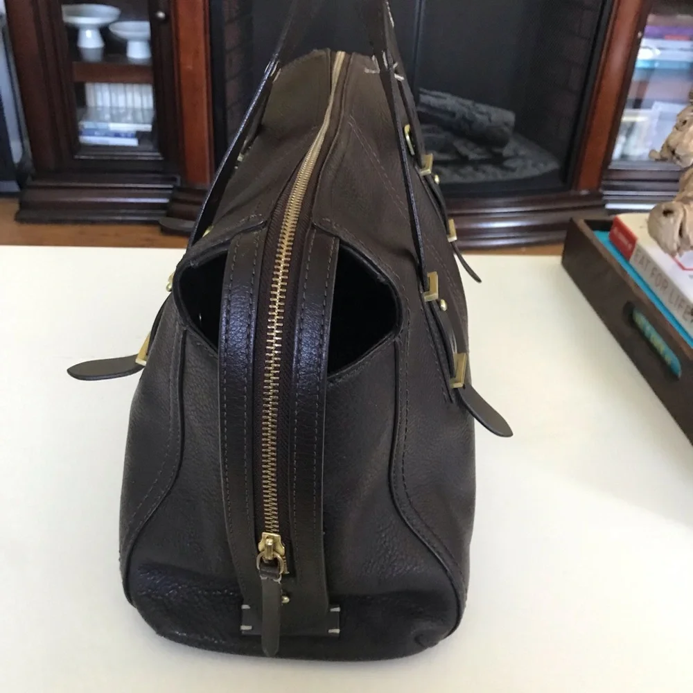Classic Dark Chocolate Brown Leather RFID Large Satchel Quiet Luxury Preppy